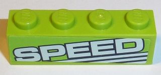 LEGO 3010pb193R Brick 1 x 4 with &#39;SPEED&#39; and White Lines Pattern Model Left Side (Sticker) - Set 8152 - Main Product Image
