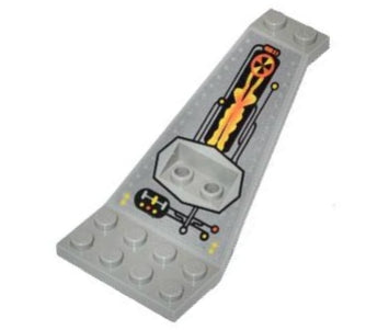 LEGO 30118pb01 Wing Plate Bi-level 8 x 4 and 2 x 3 1/3 Up with Silver/Orange/Black UFO Pattern - Main Product Image