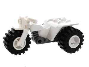LEGO 30187c06 Tricycle with Dark Bluish Gray Chassis and  Wheels - Notched Holes on Rear Wheels in White - Authentic LEGO Part