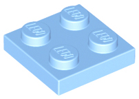 LEGO 3022 Plate 2 x 2 in Bright Light Blue - Authentic LEGO Part