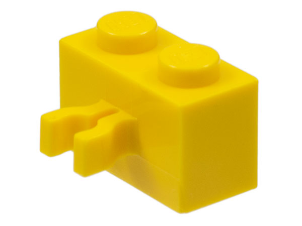 LEGO 30237 Brick, Modified 1 x 2 with Clip (Vertical Grip) (Undetermined Type) in Yellow - Authentic LEGO Part