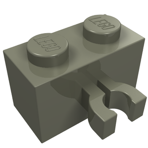 LEGO 30237a Brick, Modified 1 x 2 with Split U Clip Thick (Vertical Grip) in Dark Gray - Authentic LEGO Part