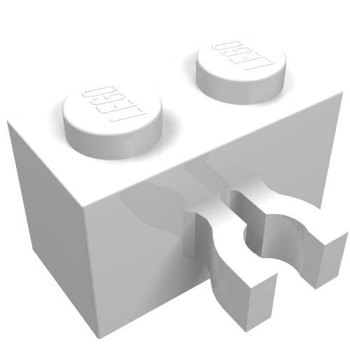 LEGO 30237a Brick, Modified 1 x 2 with Split U Clip Thick (Vertical Grip) in White - Authentic LEGO Part