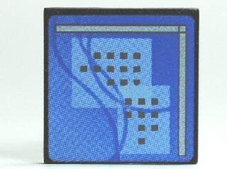 LEGO 30258pb018 Road Sign 2 x 2 Square with Clip with Curved Blue Lines and Small  Squares Pattern (Computer Screen) - Main Product Image