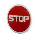 LEGO 30261pb016 Road Sign 2 x 2 Round with Clip with Wide Font 'STOP' on Red Background Pattern (Sticker) - Set 5970 - Main Product Image