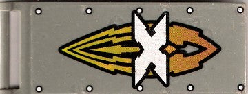 LEGO 30292pb002 Flag 7 x 3 with Bar Handle with Silver &#39;X&#39; Island Xtreme Stunts Logo Pattern (Sticker) - Set 6736 - Main Product Image