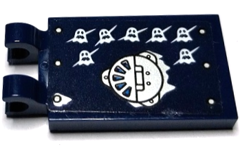 LEGO 30350bpb171L Tile, Modified 2 x 3 with 2 Open O Clips with Silver Panel, Fan Vent, Rivets and Ghosts Tally Marks Pattern Model Left Side (Sticker) - Set 70429 - Main Product Image