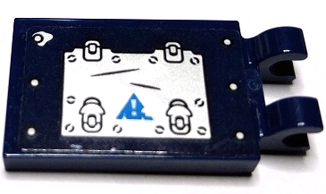 LEGO 30350bpb171R Tile, Modified 2 x 3 with 2 Open O Clips with Silver Panel, Latches and Rivets and Dark Azure Warning Triangle with Exclamation Mark Pattern Model Right Side (Sticker) - Set 70429 - Main Product Image