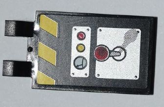 LEGO 30350pb012 Tile, Modified 2 x 3 with 2 Clips with Joystick and Controls Pattern (Sticker) - Set 8186 - Main Product Image