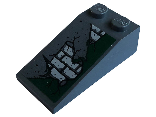 LEGO 30363pb041 Slope 18 4 x 2 with Bricks and Dark Green Moss Pattern (Sticker) - Set 70420 - Main Product Image