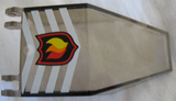 LEGO 30372pb01 Windscreen 7 x 4 x 1 2/3 with Locking Dual 2 Fingers, 9 Teeth with Fire Logo Badge and White Chevrons Pattern (Sticker) - Set 7238 - Main Product Image