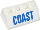 LEGO 3037pb029 Slope 45 2 x 4 with Blue &#39;COAST&#39; Pattern (Sticker) - Set 60013 - Main Product Image
