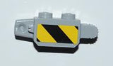 LEGO 30386pb01 Hinge Brick 1 x 2 Locking with Black and Yellow Thick Danger Stripes Pattern on Both Sides (Stickers) - Set 3179 Hinge brick with 9 teeth. - Main Product Image
