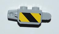 LEGO 30386pb01 Hinge Brick 1 x 2 Locking with Black and Yellow Thick Danger Stripes Pattern on Both Sides (Stickers) - Set 3179 Hinge brick with 9 teeth. - Main Product Image