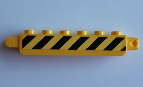 LEGO 30388pb012R Hinge Brick 1 x 6 Locking with Black and  Danger Stripes Pattern Model Right Side (Sticker) - Set 60185 Hinge brick with 9 teeth. - Main Product Image