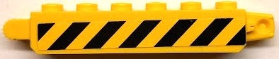 LEGO 30388pb014L Hinge Brick 1 x 6 Locking with Black and  Danger Stripes Pattern Model Left Side (Sticker) - Set 60124 Hinge brick with 9 teeth. - Main Product Image