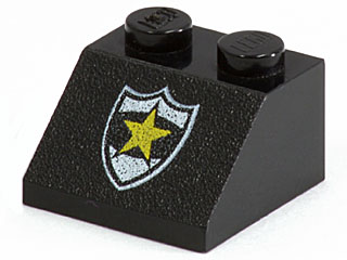 LEGO 3039pb017 Slope 45 2 x 2 with Police Yellow Star Badge Pattern - Main Product Image