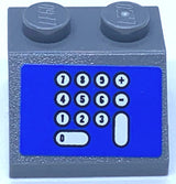 LEGO 3039pb031 Slope 45 2 x 2 with Cash Register, White Number Pad on Blue Background Pattern (Sticker) - Sets 3825 / 3833 - Main Product Image