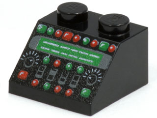 LEGO 3039pb048 Slope 45 2 x 2 with Control Panel with Red and Green Lamps Pattern - Main Product Image
