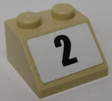 LEGO 3039pb128 Slope 45 2 x 2 with Black Number 2 on White Background Pattern (Sticker) - Set 8864 - Main Product Image