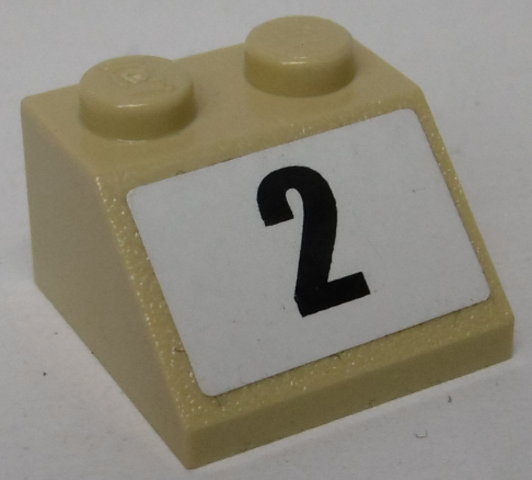 LEGO 3039pb128 Slope 45 2 x 2 with Black Number 2 on White Background Pattern (Sticker) - Set 8864 - Main Product Image