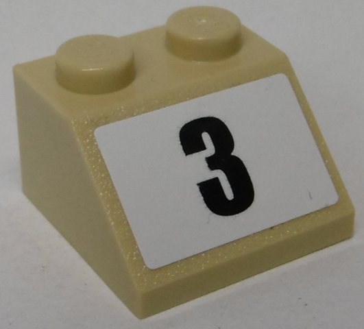 LEGO 3039pb129 Slope 45 2 x 2 with Black Number 3 on White Background Pattern (Sticker) - Set 8864 - Main Product Image