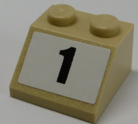 LEGO 3039pb136 Slope 45 2 x 2 with Black Number 1 on White Background Pattern (Sticker) - Set 8864 - Main Product Image