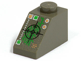 LEGO 3040px2 Slope 45 2 x 1 with Black Crosshairs and Green Insectoid Pattern - Main Product Image