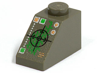LEGO 3040px2 Slope 45 2 x 1 with Black Crosshairs and Green Insectoid Pattern - Main Product Image