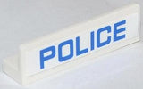 LEGO 30413pb040 Panel 1 x 4 x 1 with Blue 'POLICE' Thin Narrow Font Pattern (Sticker) - Set 60042 - Main Product Image