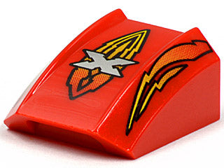 LEGO 30602pb002 Slope, Curved 2 x 2 Lip with Island Xtreme Stunts Logo and Flames Pattern - Main Product Image