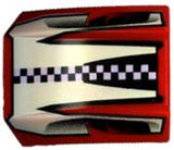 LEGO 30602pb006 Slope, Curved 2 x 2 Lip with Black and White Checkered Stripe Pattern - Main Product Image