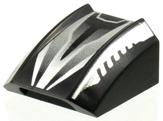LEGO 30602pb016 Slope, Curved 2 x 2 Lip with Silver Stripes and Gradients Pattern - Main Product Image