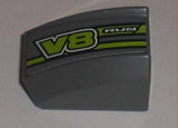 LEGO 30602pb037L Slope, Curved 2 x 2 Lip with &#39;RUN&#39; and &#39;V8&#39; Pattern Model Left (Sticker) - Set 8192 - Main Product Image
