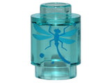 LEGO 3062pb058 Brick, Round 1 x 1 with Blue Dragonfly Pattern - Main Product Image