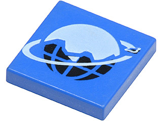 LEGO 3068p61 Tile 2 x 2 with Ice Planet 2002 Logo, Globe with Ice Pattern - Main Product Image