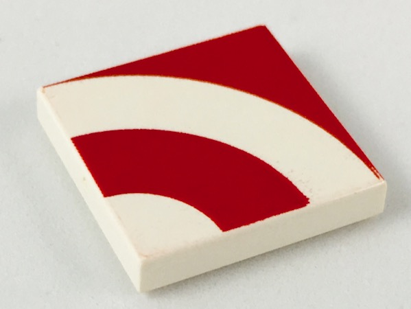 LEGO 3068p67 Tile 2 x 2 with Red Quarter Rings Pattern - Main Product Image