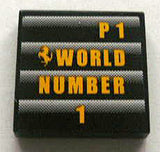 LEGO 3068pb0323 Tile 2 x 2 with Ferrari Logo and &#39;P1 WORLD NUMBER 1&#39; Pattern (Sticker) - Set 8672 - Main Product Image
