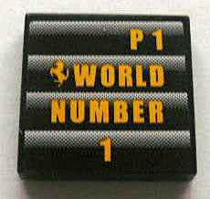 LEGO 3068pb0323 Tile 2 x 2 with Ferrari Logo and &#39;P1 WORLD NUMBER 1&#39; Pattern (Sticker) - Set 8672 - Main Product Image