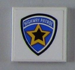 LEGO 3068pb0425 Tile 2 x 2 with Highway Patrol Logo Yellow Star Pattern (Sticker) - Sets 6111 / 8665 - Main Product Image