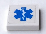 LEGO 3068pb0456 Tile 2 x 2 with Blue EMT Star of Life on  Background Pattern (Sticker) - Sets 6164 / 7903 - Main Product Image