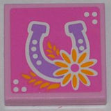 LEGO 3068pb0622 Tile 2 x 2 with Horseshoe and Flower Pattern (Sticker) - Set 3189 - Main Product Image