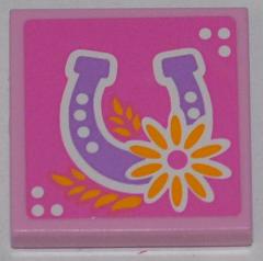 LEGO 3068pb0622 Tile 2 x 2 with Horseshoe and Flower Pattern (Sticker) - Set 3189 - Main Product Image