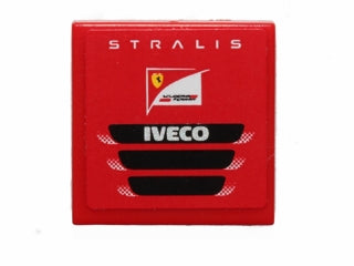 LEGO 3068pb0853 Tile 2 x 2 with &#39;STRALIS&#39;, Scuderia Ferrari Logo and &#39;IVECO&#39; Pattern (Sticker) - Set 30191 - Main Product Image