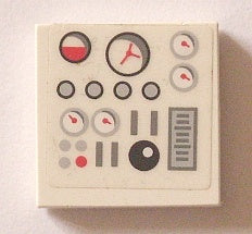 LEGO 3068pb0889 Tile 2 x 2 with Gauges and Buttons on Transparent Background Pattern (Sticker) - Set 5972 - Main Product Image