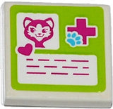 LEGO 3068pb0910 Tile 2 x 2 with Cat Head, Heart, Magenta Cross and Animal Paw Pattern (Sticker) - Set 41085 - Main Product Image