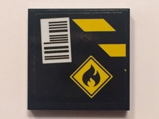 LEGO 3068pb1006 Tile 2 x 2 with  and Yellow Danger Stripes, Flammable Danger Sign and Barcode on  Background Pattern (Sticker) - Set 60101 - Main Product Image