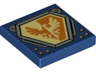 LEGO 3068pb1077 Tile 2 x 2 with Bright Light Yellow and Orange Falcon on Hexagonal Shield with Silver Border Pattern - Main Product Image