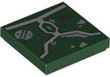 LEGO 3068pb2280 Tile 2 x 2 with SW Mandalorian Boba Fett Armor Plates with Light Bluish Gray Lines, Silver Battle Damage and Agrarian Emblem Pattern - Main Product Image