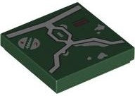 LEGO 3068pb2280 Tile 2 x 2 with SW Mandalorian Boba Fett Armor Plates with Light Bluish Gray Lines, Silver Battle Damage and Agrarian Emblem Pattern - Main Product Image